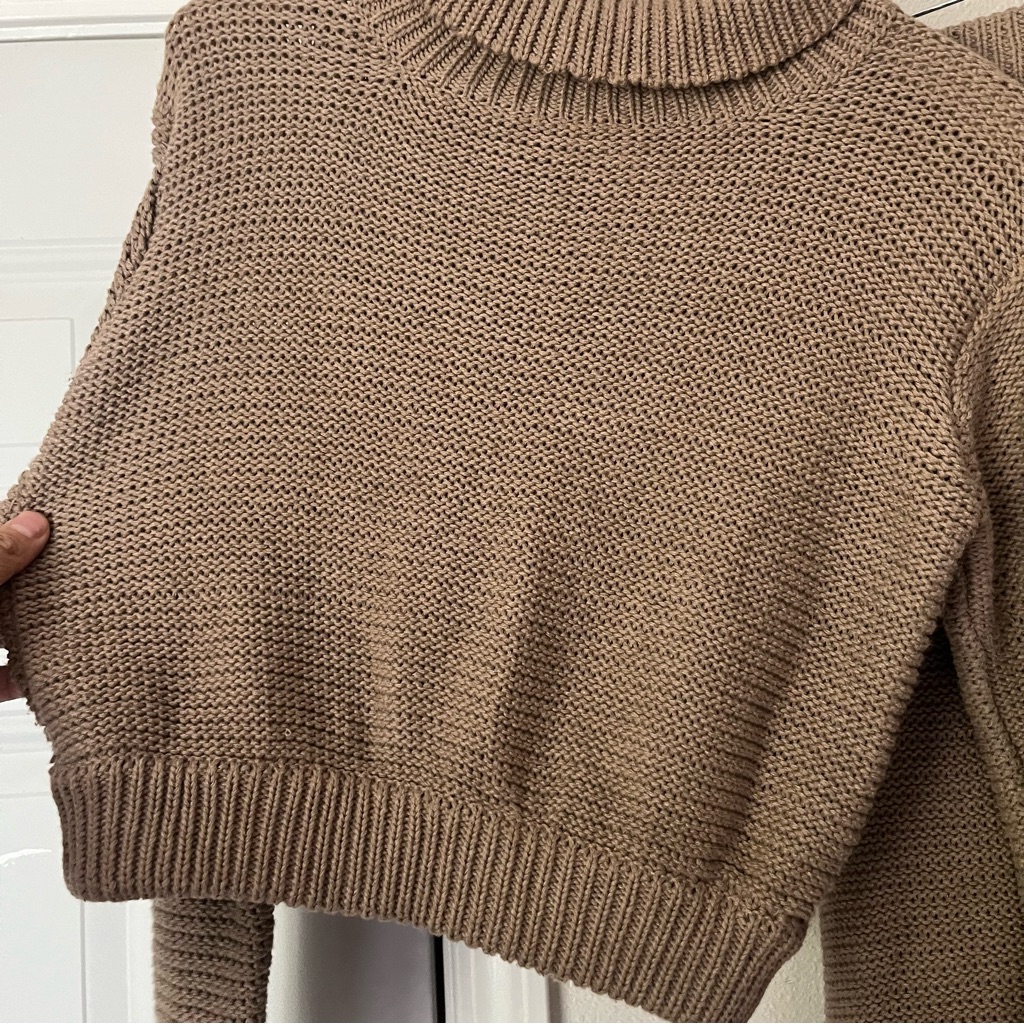 Trois The Label Tan Turtleneck Chunky Cotton Knit Sweater Midi Maxi Skirt Set — image 3 of 7